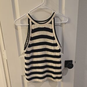 a new day Black and White Striped Tank Top